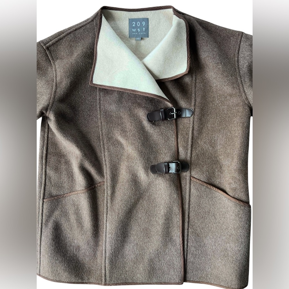209 WST Brown Wool Blend Coat Buckles Size XS